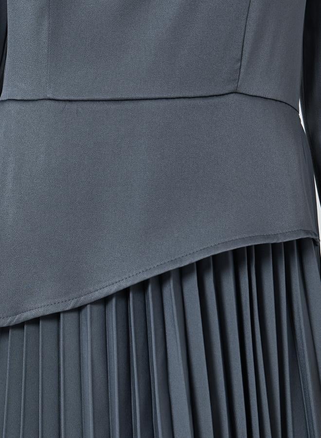 ستايلي فستان ميدي بأكمام طويلة وبليسيه - Image 4